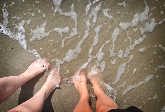 Karin and I dip our toes in the Atlantic Ocean. - June 2013